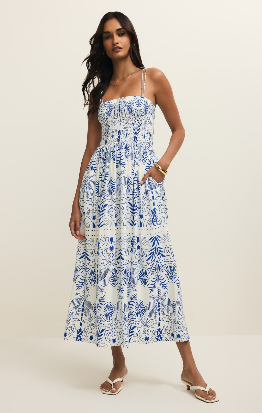 Nadine Airy Palm Maxi Dress