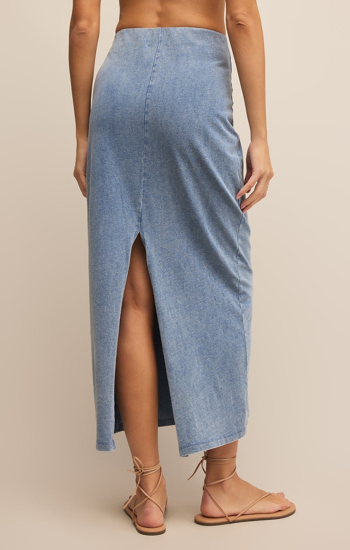 Gail Jersey Denim Midi Skirt