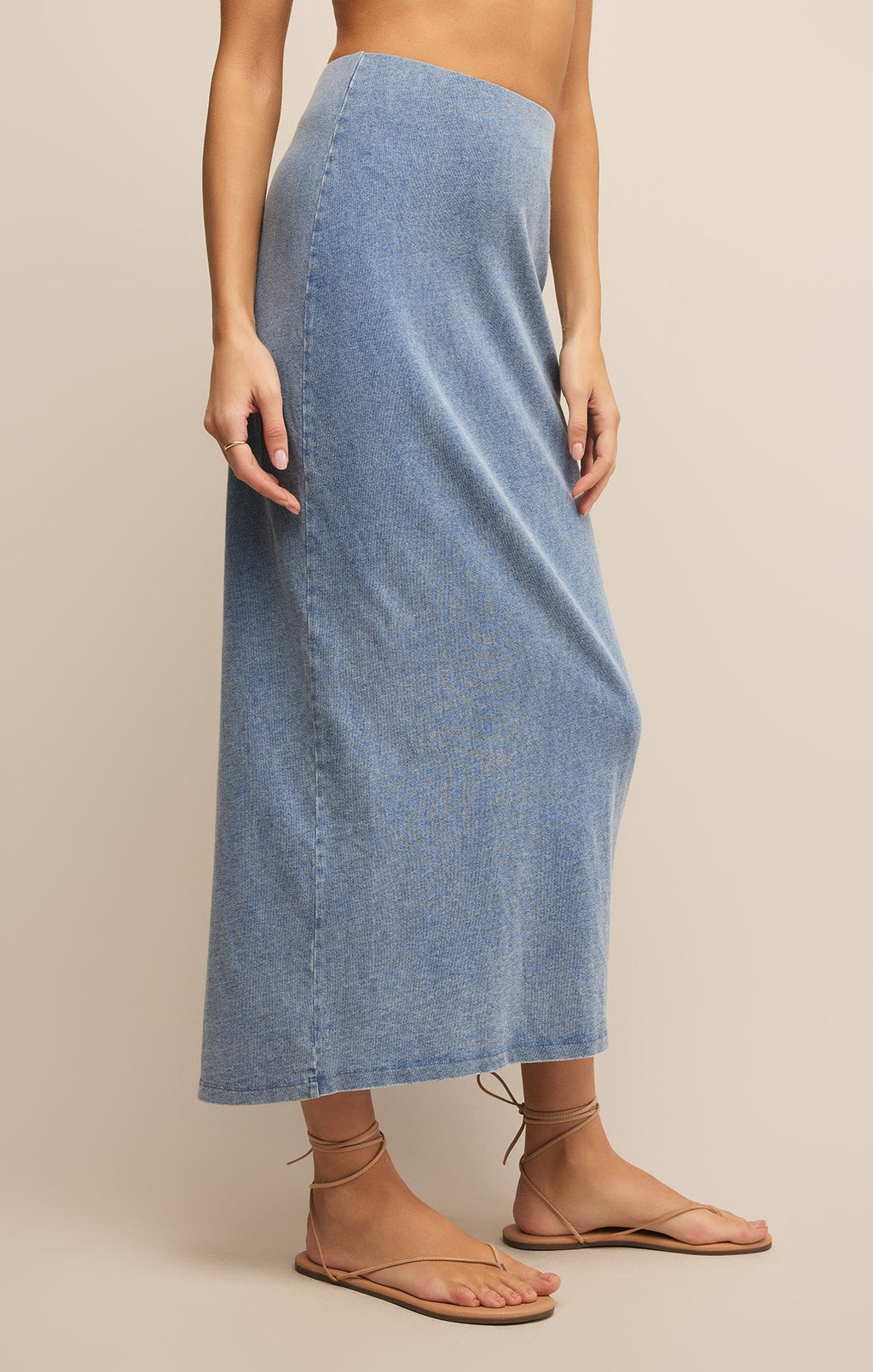 Gail Jersey Denim Midi Skirt