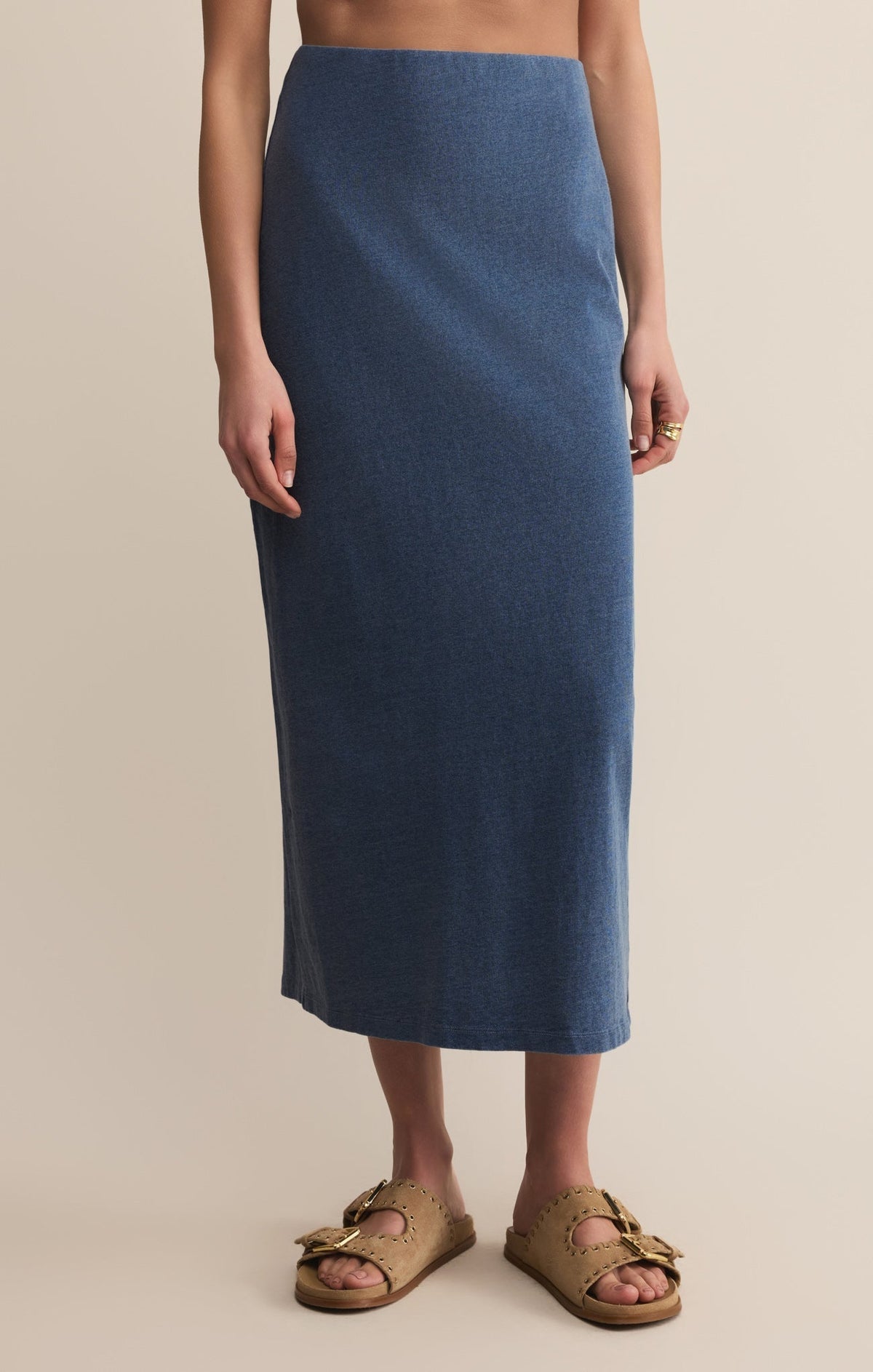 Gail Jersey Denim Midi Skirt