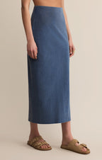 Gail Jersey Denim Midi Skirt
