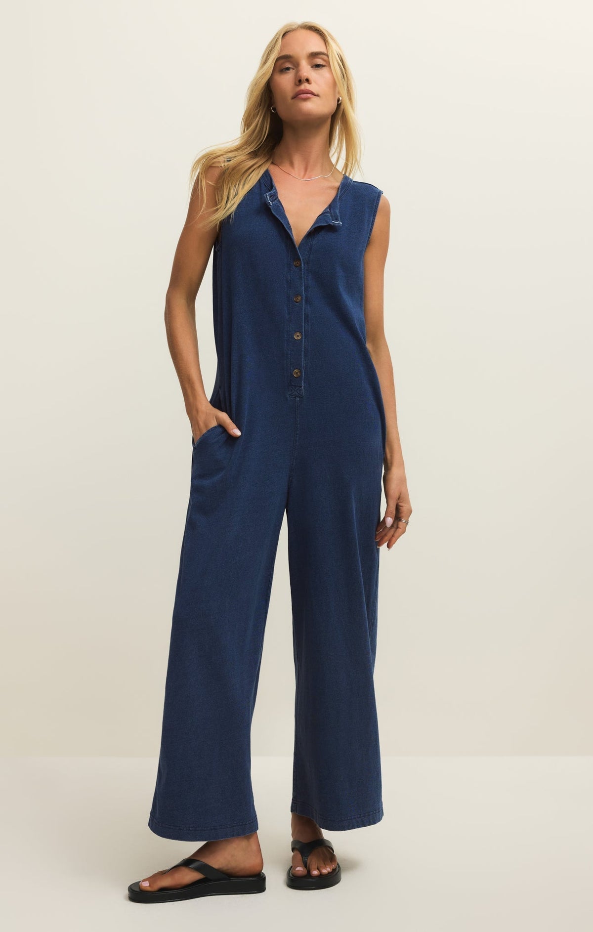 Fiona Jersey Denim Jumpsuit