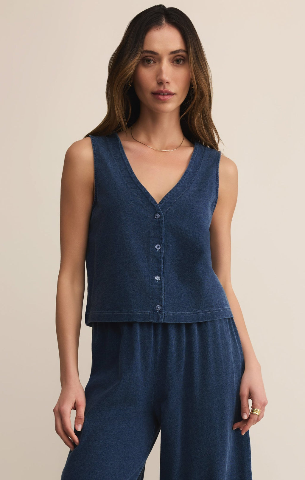 Solace V-Neck Jersey Denim Tank