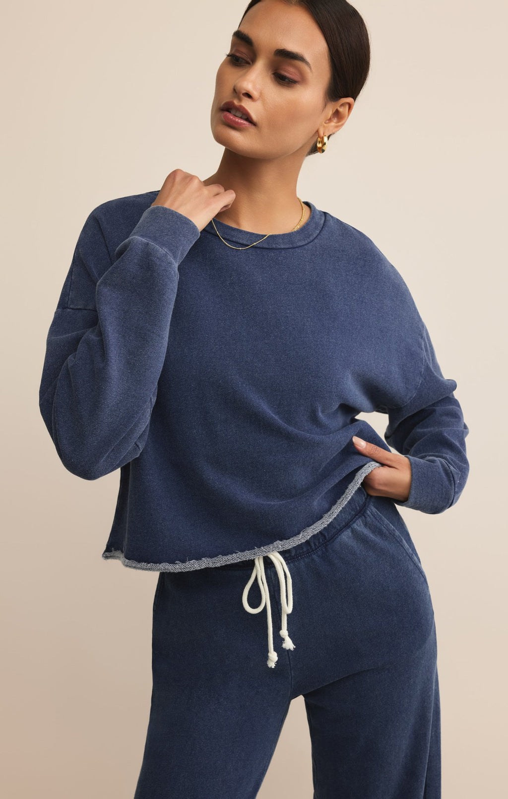 Circuit Knit Denim Sweatshirt