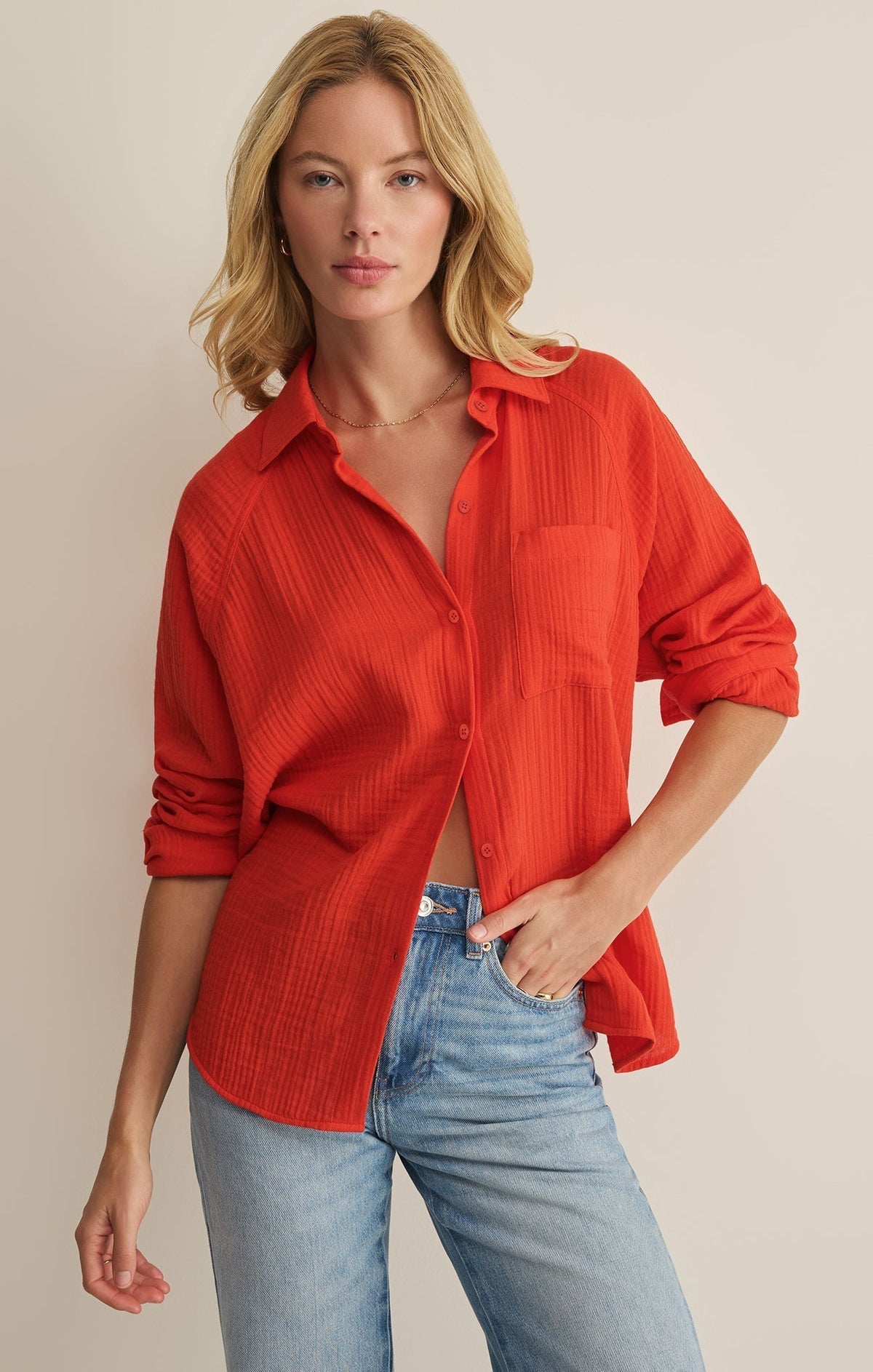The Perfect Airy Gauze Button Up