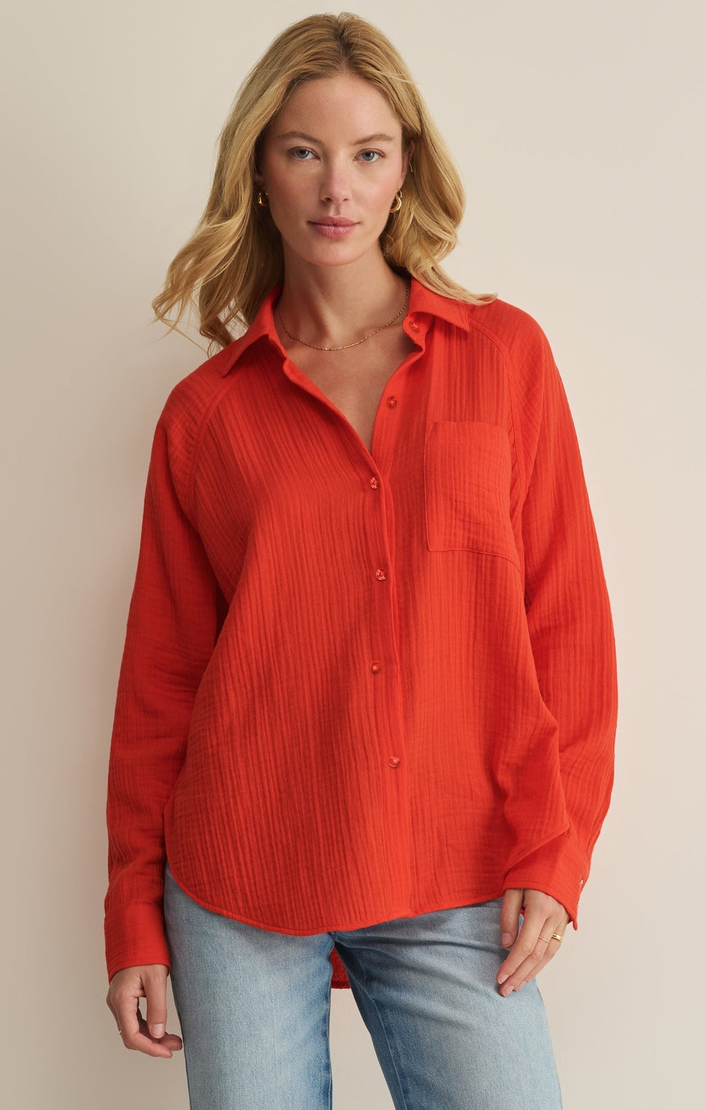 The Perfect Airy Gauze Button Up